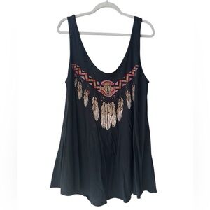 Wildfox Black Feather Graphic Tank Top coverup